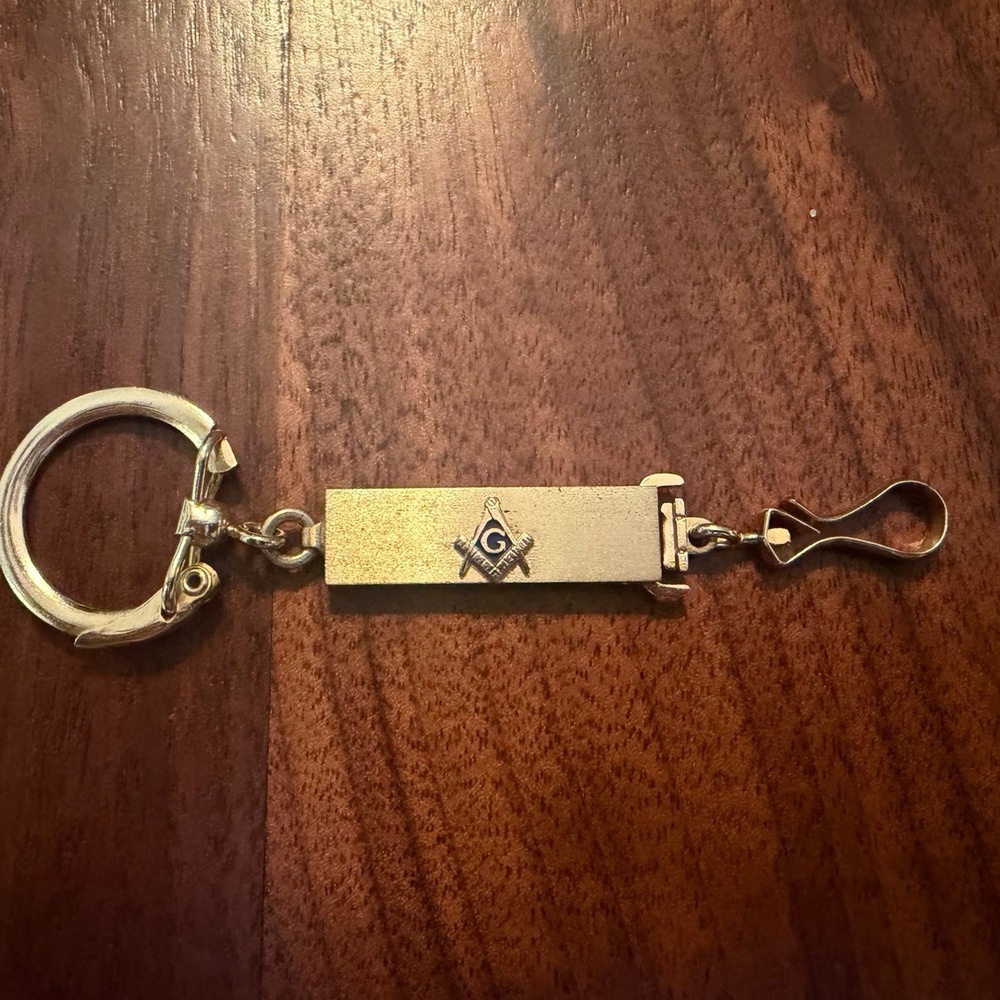 Vintage Anson Twin Lock Freemasonry Memorabilia Keychain Gold Tone Collectible